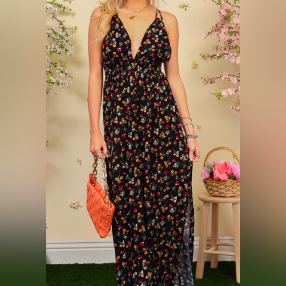 Black and Floral Maxi Sundress 🥀